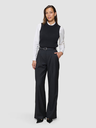 Women's Fine Knit Rib Vest Black
