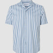 Bowling Short Sleeve Shirt Bold Stripes Light Blue