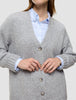 Women's Chunky Soft Wool Knit Cardigan Medium Grey Melange