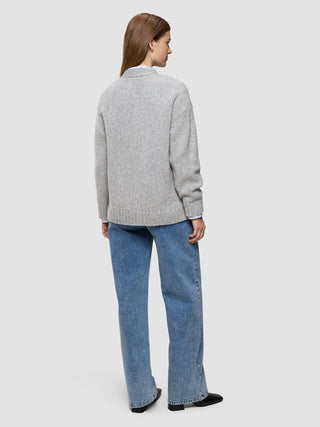 Women's Chunky Soft Wool Knit Cardigan Medium Grey Melange