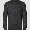 Chunky Soft Wool Knit Crewneck Charcoal Melange