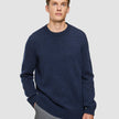 Chunky Soft Wool Knit Crewneck Dark Navy Melange