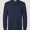 Chunky Soft Wool Knit Crewneck Dark Navy Melange