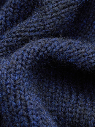 Chunky Soft Wool Knit Crewneck Dark Navy Melange