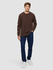 Chunky Soft Wool Knit Crewneck Saddle Brown Melange