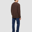 Chunky Soft Wool Knit Crewneck Saddle Brown Melange