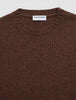 Chunky Soft Wool Knit Crewneck Saddle Brown Melange