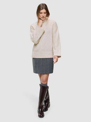 Women's Chunky Soft Wool Knit Turtleneck Sugar Melange