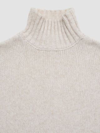 Women's Chunky Soft Wool Knit Turtleneck Sugar Melange
