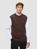 Chunky Soft Wool Knit Vest Saddle Brown Melange