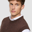 Chunky Soft Wool Knit Vest Saddle Brown Melange
