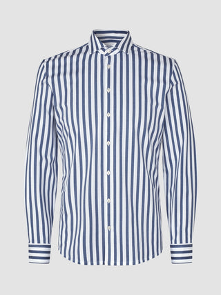 Classic Shirt Dusky Blue Stripe Slim