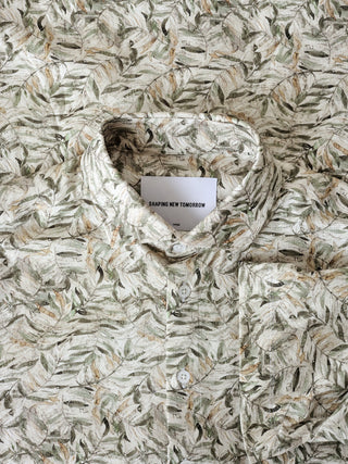 Classic Short-Sleeved Patterned Shirt Dried Leaves