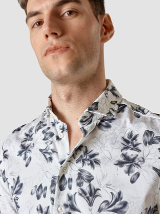 Classic Short Sleeve Shirt Navy Flower