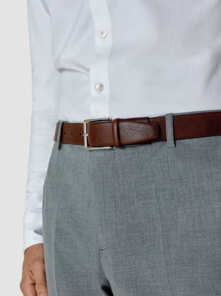 Elastic Leather Belt Dark Brown