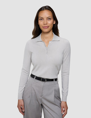 Women's Elevated Knit Polo Cold Beige Melange