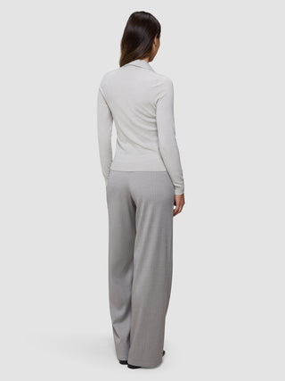 Women's Elevated Knit Polo Cold Beige Melange