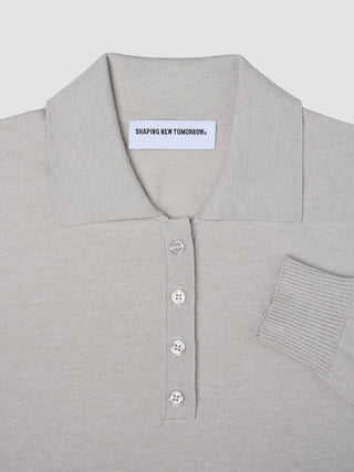 Women's Elevated Knit Polo Cold Beige Melange