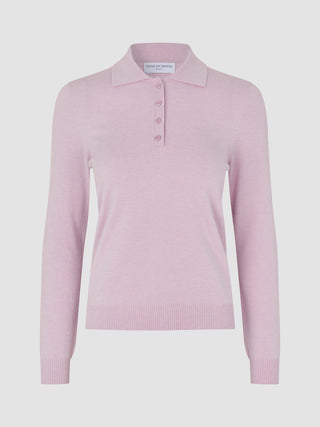 Women's Elevated Knit Polo Soft Pink Melange