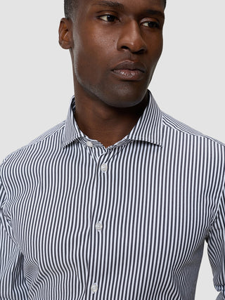 Elevated Shirt Navy Stripe Thin Regular