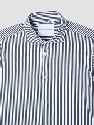 Elevated Shirt Navy Stripe Thin Regular