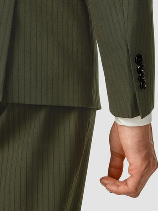 Essential Blazer Slim Moss Green Pinstripe