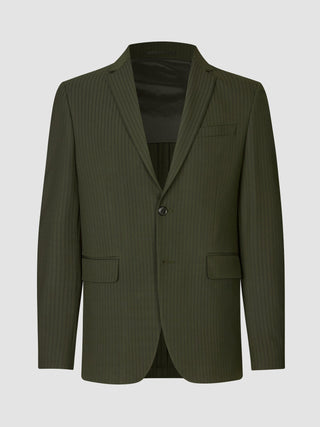 Essential Blazer Slim Moss Green Pinstripe