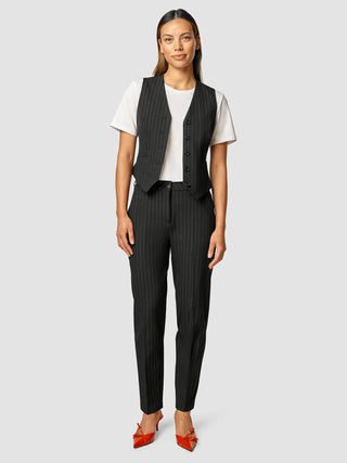 Essential Pants Tapered Black Silver Pinstripe