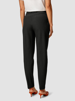 Essential Pants Tapered Black Silver Pinstripe