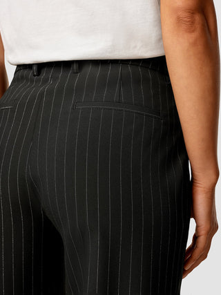 Essential Pants Tapered Black Silver Pinstripe