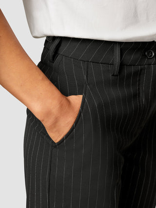 Essential Pants Tapered Black Silver Pinstripe