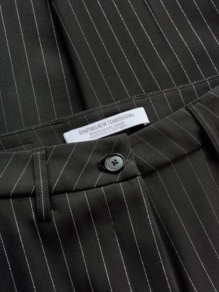Essential Pants Tapered Black Silver Pinstripe