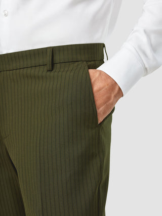 Essential Suit Pants Regular Moss Green Pinstripe