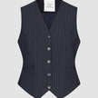 Essential Set Navy Pinstripe Short Vest & Maxi Skirt
