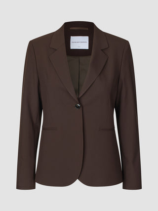 Damblazer i modellen Essential Fitted i färgen Espresso (brun), med en stilren design med en knapp.