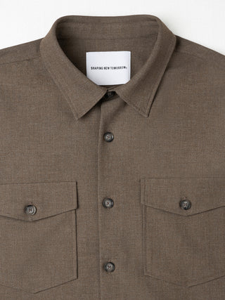 Essential Overshirt Saddle Brown Melange