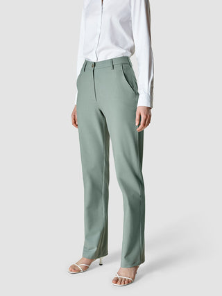 Essential Pants Straight Calm Green Melange