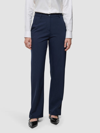 Essential Pants Straight Navy Pinstripe