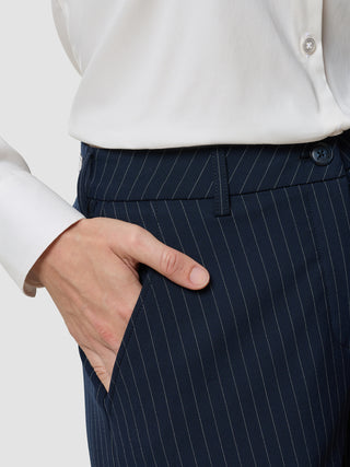 Essential Pants Straight Navy Pinstripe