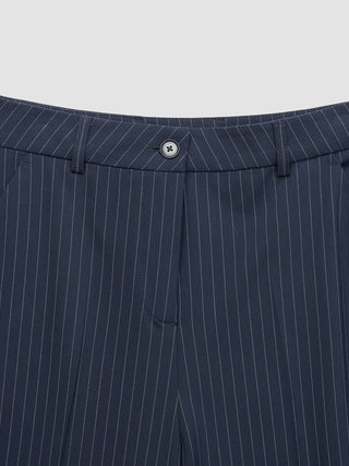 Women's Essential Pants Wide Navy Pinstripe