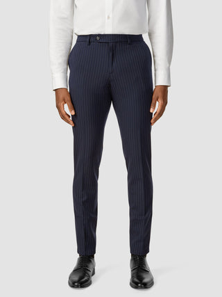 Essential Suit Pants Slim Navy Pinstripe