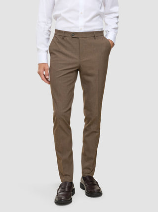 Essential Suit Pants Slim Saddle Brown Melange