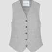 Essential Short Vest Light Grey Pinstriped