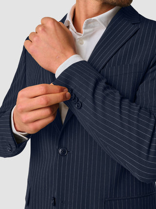 Essential Blazer Slim Navy Pinstripe