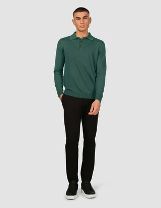 Everyday Knit Long Sleeve Polo Shadow Green