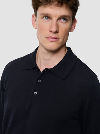 Everyday Knit Long Sleeve Polo Black