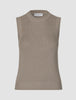 Women's Fine Knit Rib Vest Dark Sand