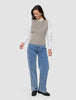 Women's Fine Knit Rib Vest Dark Sand