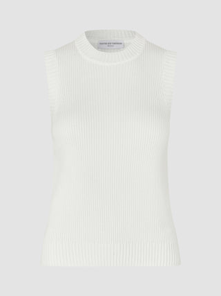 Women's Fine Knit Rib Vest Off White