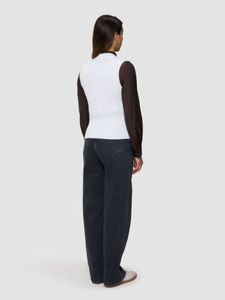 Women's Fine Knit Rib Vest Off White